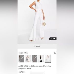 Never worn white ASOS flare jumpsuit - 10 tall